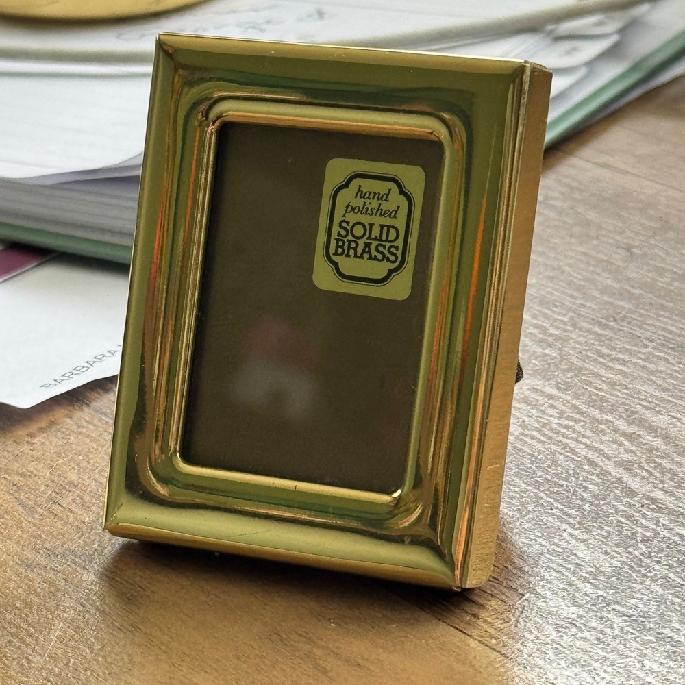 Vintage Hand Polished Solid Brass Miniature Picture Frame Gold Rectangular Small